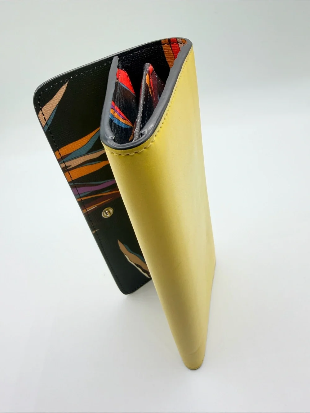 Emilio Pucci Yellow Leather Bird of Paradise Wallet with Logo